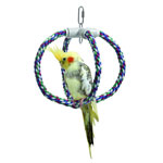 15x28cm Pastel Yarn Knitting Hanging Ring Swings Parrot Birdie Toy